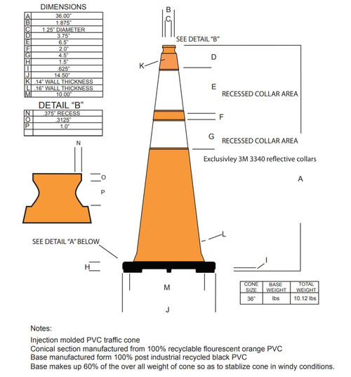 36 Inch 10 lb JBC Reflective Traffic Cone Spec Sheet 36 Inch 10 lb JBC Reflective Traffic Cone Spec Sheet