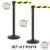 Black Retractable Safety Stanchions Yellow Black Belt