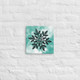 Black and Blue Crystal Snowflake on Square Canvas