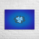 Blue Glass Rocks and Flower Petals on Canvas