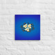 Blue Glass Rocks and Yellow Gold Flower Petals on Canvas
