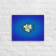 Blue Glass Rocks and Yellow Gold Flower Petals on Canvas