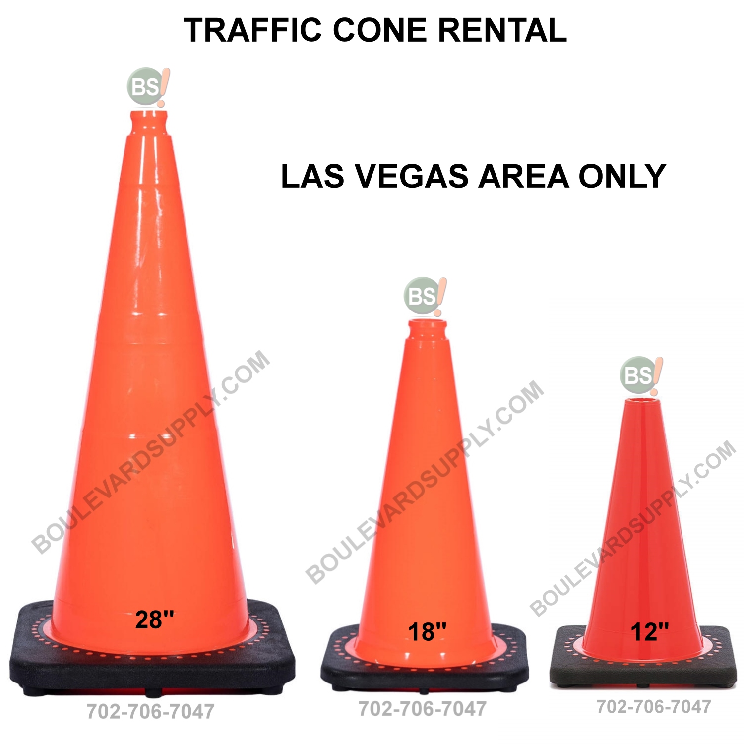 Traffic Cone Rental Las Vegas, Orange, NonReflective