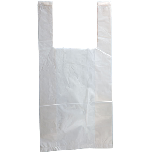 11.5" x 21.5" T-Shirt Bag, White w/Warning Print