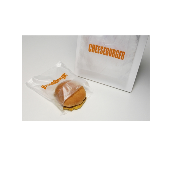 6.5" x 7" 0.5 Mil High-Density Saddle Pack Printed Hamburger Bags