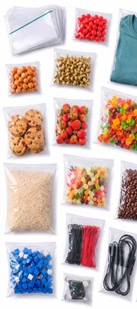 Flat poly bags used for retail and industrial packaging