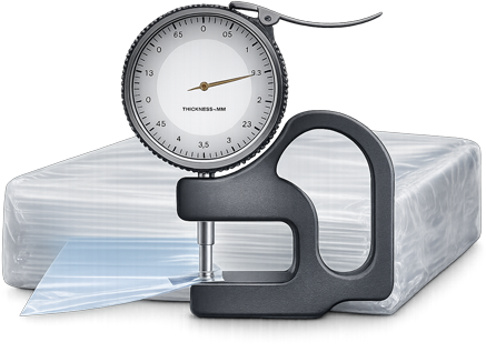 Thickness gauge measuring poly bag film