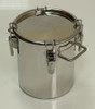 316L stainless steel body and lid. 
Supplied with lid, clamp and O ring
O ring is FDA and USP class VI compliant
Hygienic design
Supplied with side handles
Fully welded GMP correct construction