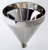 Description: Powder Funnel 400mm with 2” ferrule
Material of Construction: 316L Stainless Steel
Method of Construction:  Crevice free, all interior welds ground and polished
Surface Finish:                  Better than 0.5 microns Ra
Nominal Volume:               23.3 Liters
Top Diameter:                            400 mm
Top Diameter including flange: 418 mm
Overall Height:               396mm
Spout Length:                25mm
Spout Diameter:               Spout ends with a 2” ferrule (BS4825-3)
Nominal Weight:          4.2 kg
Quantity per Pack:  1
Recommended Storage Conditions: Dry and ambient temperature
BSE/TSE statement: All polishing compounds used in the manufacture of this scoop are of vegetable origin