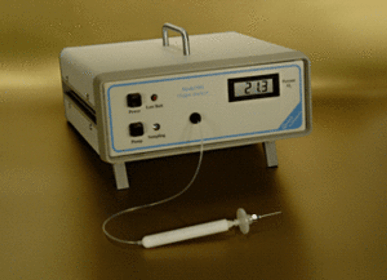 Benchtop, portable oxygen analyzer used for the residual oxygen testing in gas-flushed food packages.