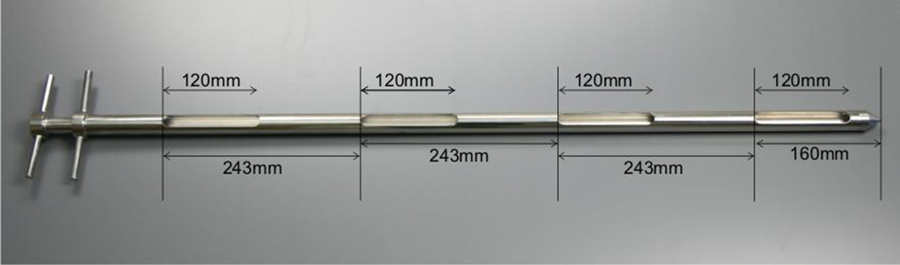 Outer Diameter of Outer Tube: 25 mm
Inner Diameter of Inner Tube: 17 mm
Overall Length: 1025 mm
Slot Length: 120 mm
Slot Width: 15 mm
Number of Slots 4