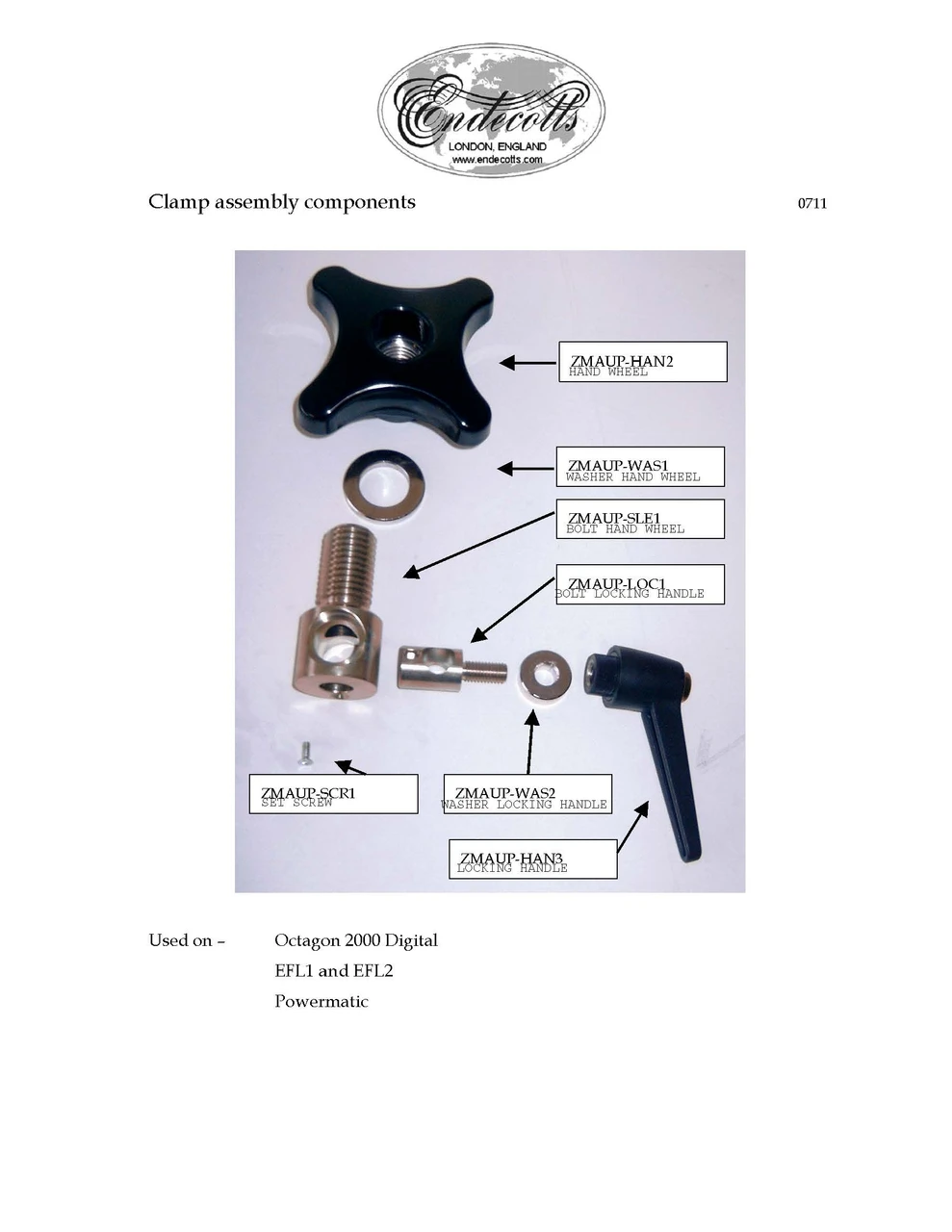 ENDECOTTS CLAMP ASSEMBLY FOR EFL AND OCTAGON (D200) SET OF TWO