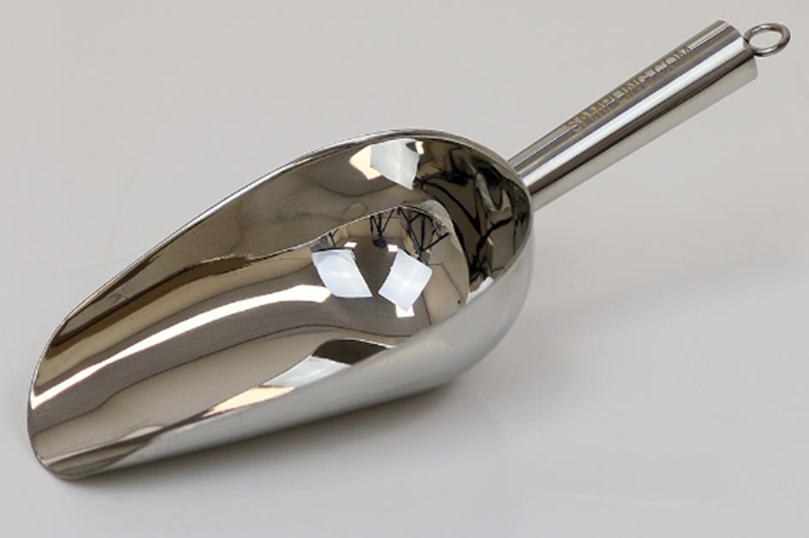 Description: Industrial Scoop
Nominal Scoop Volume: 200ml
Material of Construction: Stainless Steel
Surface Finish: Better than 0.5 microns Ra
Overall Length: 225mm
Body Length: 140mm
Max. Body Width: 85mm
Max. Body Height: 55mm
Nominal Weight: 155g
Recommended Storage Conditions: Dry and ambient temperature
Note: Due to the method of manufacture these scoops may not be
suitable for hygienic applications. For hygienic applications we
recommend our range of PharmaScoops