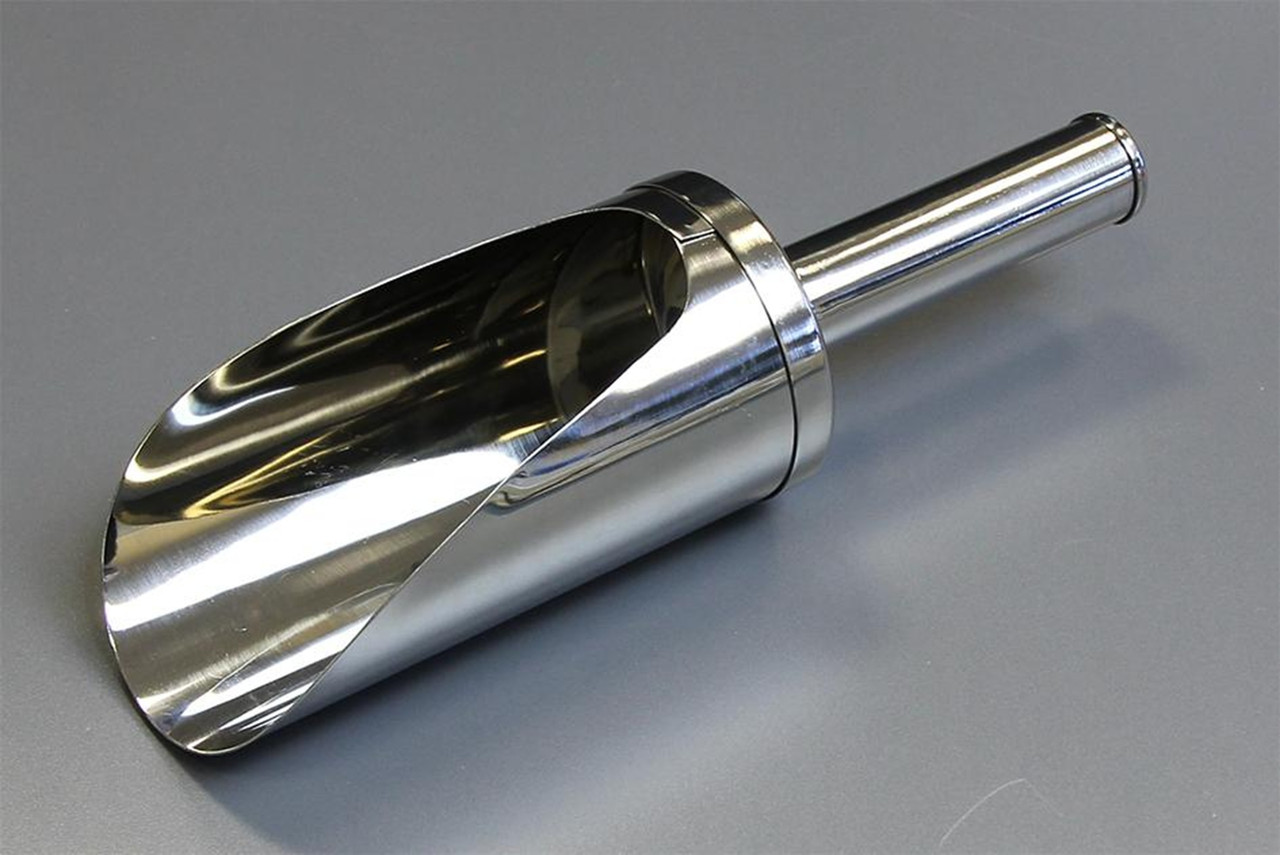 Economy Scoops

Light duty construction
304 stainless steel

Important Note - Economy Scoops are not
crevice free and are therefore not suitable
for GMP applicationsDescription Economy Scoop 450ml
Nominal Volume: 450ml
Material of Construction: 304 stainless steel
Method of Construction: Spot welded
(NB. This method of construction will leave crevices)
Surface Finish: Better than 0.5 microns Ra
Overall Length: 255mm
Body Length: 145mm
Body Diameter: 75mm
Nominal Weight: 220g
Quantity per Pack: 1
Recommended Storage Conditions: Dry and ambient temperature