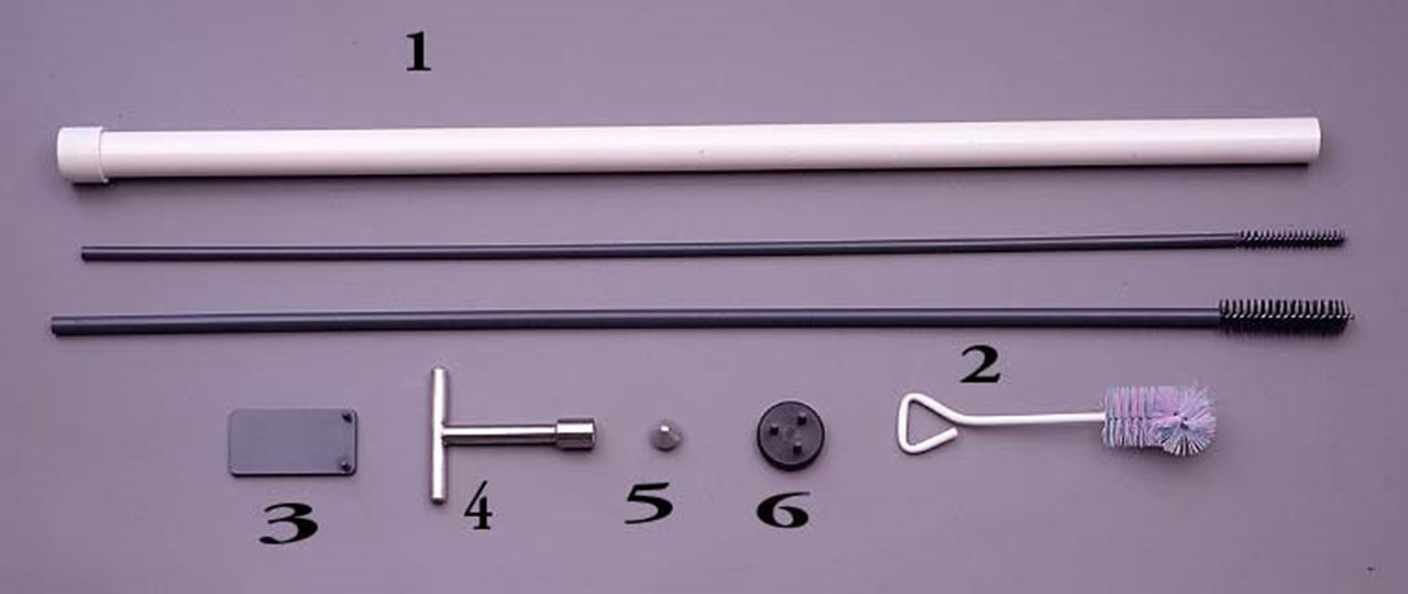 PVC Storage tube to protect the sampler from damage. (Required)
Small Brush kit - (2) Nylon brushes, 0.5" & 1.0", with long PVC handles to clean the shafts for Standard Model Samplers.