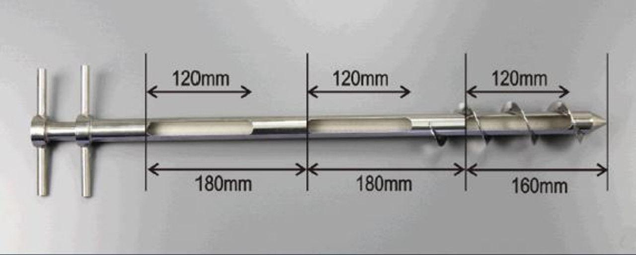 Outer Diameter of Outer Tube: 25 mm 
Inner Diameter of Inner Tube: 17 mm
Overall Length: 650 mm
Slot Length: 120 mm
Number of Slots 3