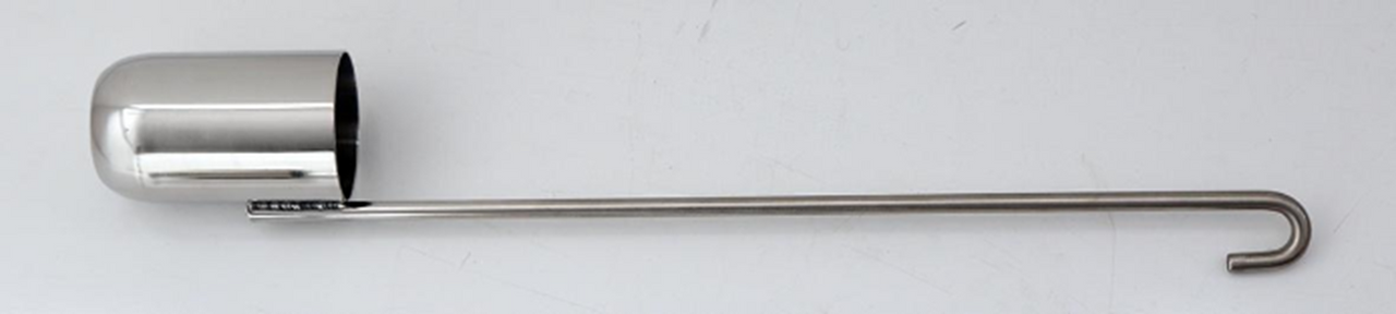 Description Stainless Steel Dipper – 250 ml
Material of Construction: 316 stainless steel
Method of Construction: Crevice free, all welds ground and polished
Surface Finish: Better than 0.5 microns Ra
Nominal Cup Volume: 250 ml
Overall Length: 600 mm
Cup Diameter: 64 mm
Cup Height: 83 mm
Nominal Weight: 555 g
BSE/TSE statement: All polishing compounds used in the 
manufacture of this scoop are of vegetable origin