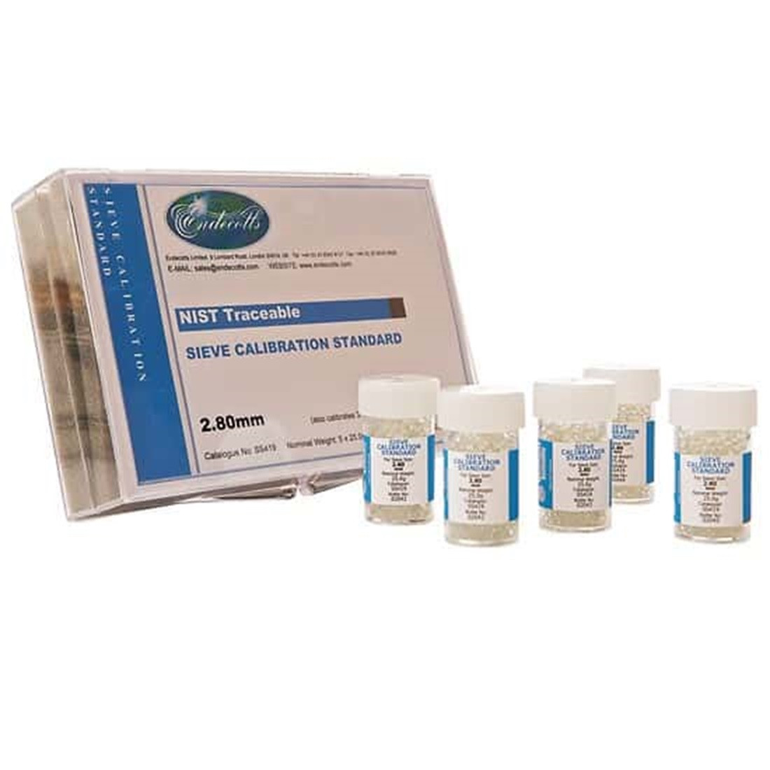 Unique microsphere method of sieve calibration
    Mean aperture sizes traceable to NIST and NPL
    Measure over 1 million apertures per minute
    Typical calibration time of about 1 minute
    Method analysis over 80% of the sieve surface
    Accuracies and repeatabilities better than 1µm 
    Results independent of sieve shaking method
    Single-shot bottles remove operator bias
    No need to send sieves away for calibration