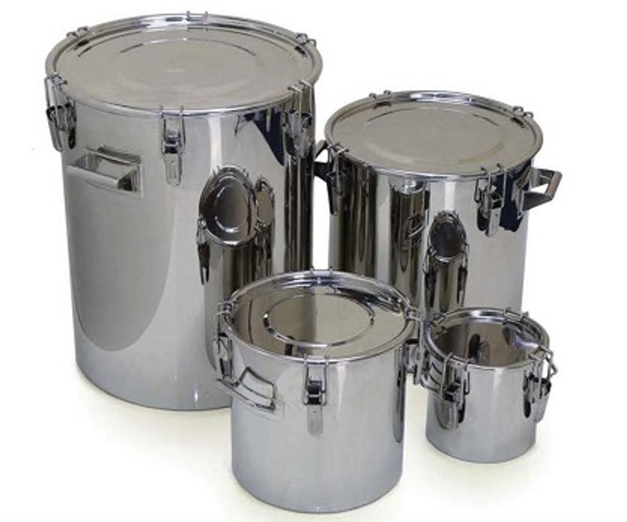 Multi purpose open top drums
• Heavy duty construction
• Crevice free interior
• 316L stainless steel body and lid
• Silicone gasket (food grade, FDA acceptable)
• Lid can be completely removed for full cleaning