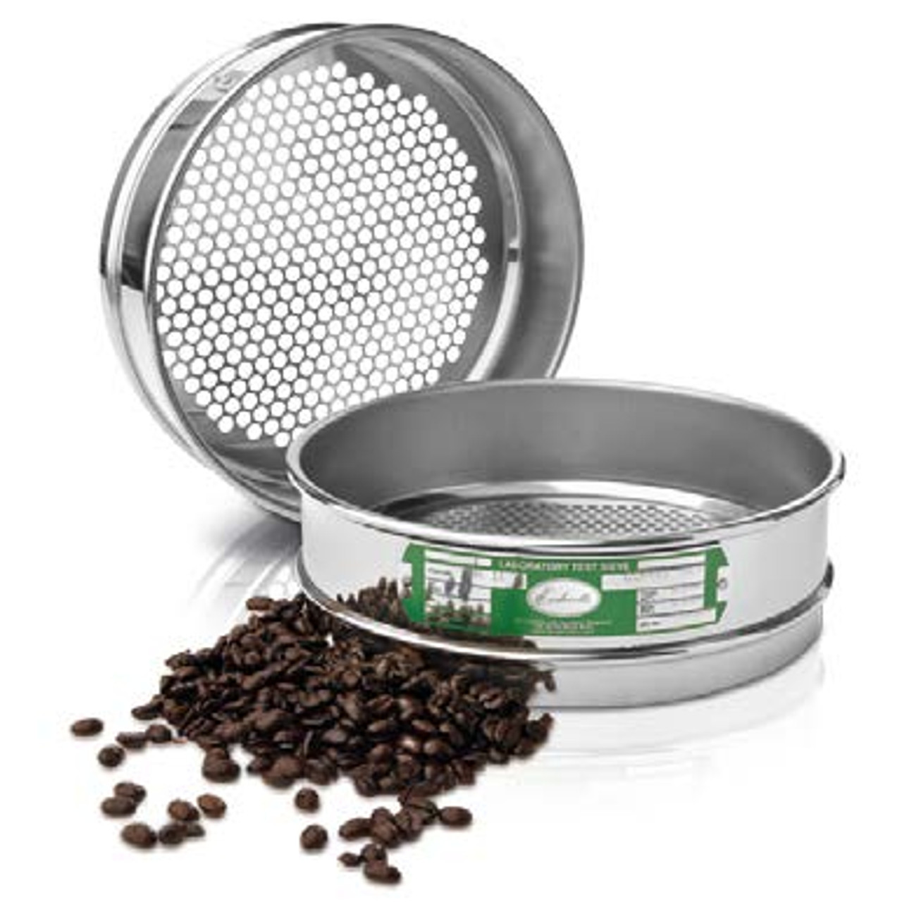 ISO 4150 SIEVE SET
Green coffee or raw coffee — Size
analysis — Manual and machine sieving
Includes 11 round hole grading sieves, and 7 peaberry grading sieves.
ISO 4150 Compliant