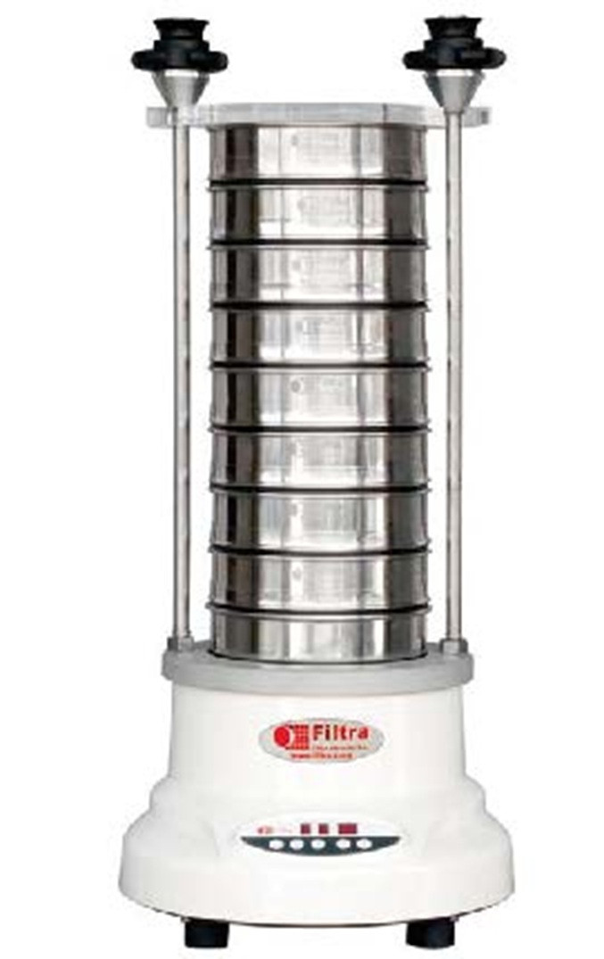 Digital electromatic sieve shaker for sieves from Ø 60 a 203 mm. 
Its three-dimensional movement throughout the sieve column makes it very effective
when carrying out granulometric tests.
It includes digital power, timing and intermittence controls for sieving.