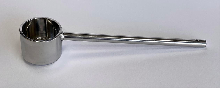 Description Measuring Scoop 25ml
Nominal Volume: 25ml
Material of Construction: 316L stainless steel
Method of Construction: Crevice free, all welds ground and polished
Surface Finish: Better than 0.5 microns Ra
Outer Scoop Diameter: 40mm
Inner Scoop Diameter: 34mm
Scoop Depth: 30mm
Overall Length: 185mm
Nominal Weight: 160g
BSE/TSE statement: All polishing compounds used in the manufacture of this product are
of vegetable origin
Recommended Storage Conditions: Dry and ambient temperature