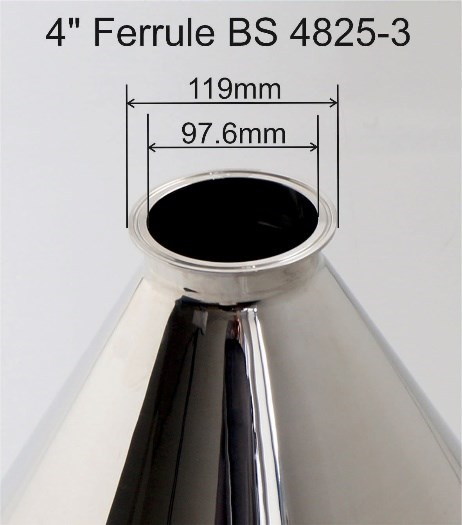 4 INCH FERRULE
Nominal volume of 23.1 liters for efficient bulk transfer
Top diameter of 400 mm and an overall height of 352 mm for optimal capacity and ease of use
Spout length of 25 mm with a 4-inch ferrule for secure and hassle-free connections
Lightweight design at only 4.2 kg, promoting ease of handling
Manufactured with BSE/TSE compliant polishing compounds of vegetable origin
Recommended storage conditions are dry and at ambient temperature for long-lasting performance