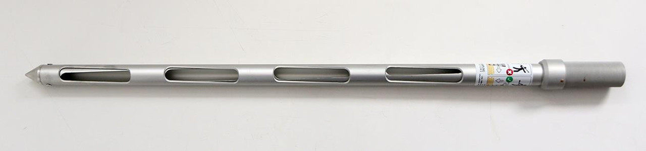 Description                 Grain Spear 1000 mm
Materials of Construction:          Aluminum
Method of Construction:           Tip riveted to outer tube
Surface Finish:               Anodised aluminium
Overall Length:               985mm
Max. Sampling Depth:           730mm
Number of Slots:              4
Slot Length:                 122mm
Max. Slot Width:               22mm
Body Diameter:               35mm
Max. Sample Volume:            340ml
Nominal Weight:               1.02 Kg.
Recommended Storage Conditions:    Dry and ambient temperature