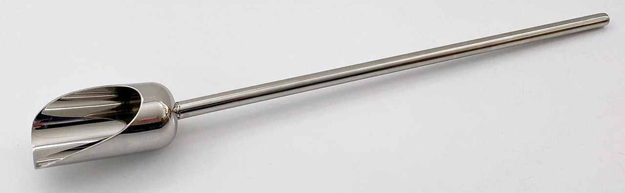 Description Long Handled PharmaScoop 50ml
Nominal Volume: 50ml
Material of Construction: 316L stainless steel
Method of Construction: Crevice free, all welds ground and polished
Surface Finish: Better than 0.5 microns Ra
Overall Length: 375mm
Handle Length: 300mm
Body Length: 70mm
Body Diameter: 38mm
Nominal Weight: 125g
BSE/TSE statement: All polishing compounds used in the manufacture of this product are of vegetable origin
Recommended Storage Conditions: Dry and ambient temperature
