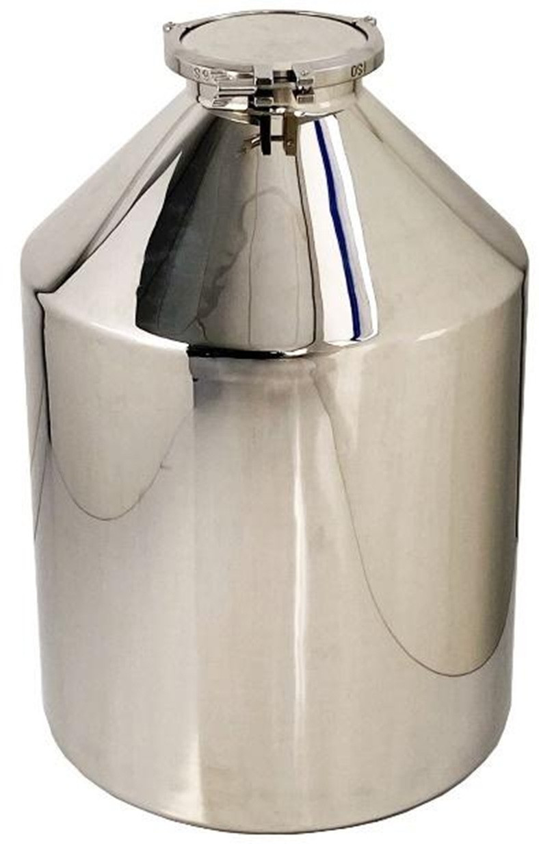 Description: Stainless Container with 6” Top 75L
Material of Construction: Body: 316L stainless steel Lid:        316L stainless
steel
Clamp: 316L stainless steel (may be 304 stainless steel) Gasket:     Silicone (conforms to FDA
21 CFR 177.2600)
Method of Construction: Fully welded, the weld is ground and polished
Surface Finish:  Better than 0.5 microns Ra