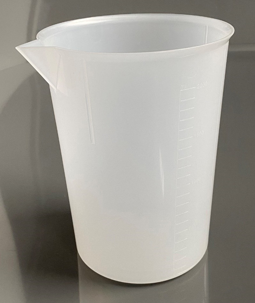 Description: SteriWare Graduated Beaker 2000ml - Sterile
Use: Single use, disposable beaker
Material of Construction: Polypropylene (PP) - virgin
• Conforms to FDA CFR 177.1520
• Conforms to EU Regulations 10/2011
• Conforms to EC Regulations 1935/2004
• BSE/TSE free
Method of Construction: Single piece, injection moulded
Nominal Volume: 2000ml
Brimful Volume: 2400ml
Max. Diameter (inc. spout): 165mm
Top diameter (excl. spout) 146mm
Bottom Diameter: 121mm
Overall Height: 195mm
Graduation Marks: From 100ml to 2000ml (every 100ml)
Nominal Weight: 161g
Moulding Environment: Class 100,000 Cleanroom