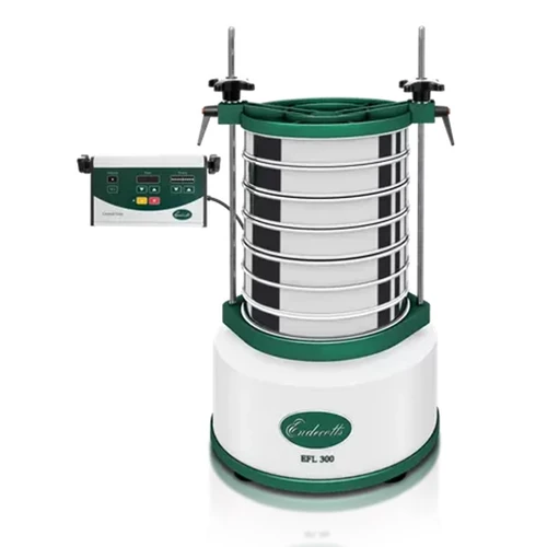 Specifications
Range 	20 ßm - 40 mm
Drive / sieving motion 	electromagnetic 3D
Max. batch / feed capacity 	6 kg
Max. number of sieves 	6 / 12
Max. mass of sieve stack 	10 kg
Amplitude 	0 - 2 mm
digital setting in 10 steps
Time display 	digital, 00:10 - 99:50 min (external unit)
Suitable for dry sieving 	yes
Suitable for wet sieving 	yes
Sieve diameter 	100 mm / 150 mm / 200 mm 250 mm / 300 mm / 315 mm / 3" / 8" / 12"
Max. height of sieve stack 	450 mm
Clamping device 	quick-release clamping system included
Model 	floor or benchtop
Protection code 	IP 54
Electrical supply 	different voltages available
Power connection 	1-Phase
W x H x D 	427 mm x 240 mm
Net weight 	~ 45 kg
Standards 	CE