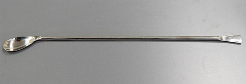 Description Stainless Spoon 2ml 300mm
Material of Construction: 304 stainless steel
Method of Construction: Fully welded, the weld is ground and polished
Surface Finish: Better than 0.5 microns Ra
Nominal Volume: 2 ml
Overall Length: 300 mm
Bowl Length: 36 mm
Max. Bowl Width: 19 mm
Weight: 45 g
BSE/TSE statement: All polishing compounds used in the manufacture of this scoop are
of vegetable origin
Storage Conditions: Dry, ambient conditions