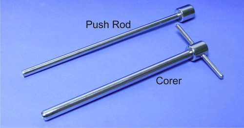 Description Corer
Material of Construction: 316 stainless steel
Method of Construction: Crevice free, all welds ground and polished
Surface Finish: Better than 0.5 microns Ra
Corer Overall Length: 230mm
Max. Sampling Depth: 205mm
Push Rod Length: 265mm
Nominal Weight - Corer: 150g
Nominal Weight – Push Rod: 190g
BSE/TSE statement: All polishing compounds used in the manufacture of this scoop are
of vegetable origin