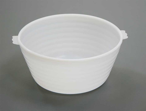 Material of Construction: High Density Polyethylene (HDPE) – rigid, white
- FDA acceptable CFR 177.1520
- EU Regulations 10/2011 compliant
- EC Regulations 1935/2004 compliant
Method of Construction: Single piece, injection moulded
Max. Diameter (including handles): 256mm
OD at top rim (excluding handles): 227mm
ID at top rim: 216mm
Depth of Bowl: 109mm
Nominal Weight: 170g
Moulding & Packing Environment: Class 100,000 Cleanroom
Individually Bagged? Yes (heat sealed PE bag)
Method of Sterilisation: N/A
Number of Bowls per Box: 15
BSE/TSE Free: Yes
Recommended Storage Conditions: Dry and ambient temperature