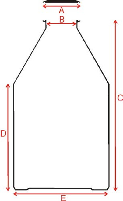 Dimensions:
A = 167mm
B = 150mm
C = 670mm
D = 465mm
E = 500mm
Wall Thickness = 2mm