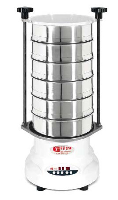 Designed for high sample volumes, it can admit 5 sieves of 80 mm in height, or 8 sieves of 50 mm in 
height. The diameters range from 250 to 305 mm. The power, time of sieving and intermittence are 
all digitally adjusted. Designed for high sample volumes, it can admit 5 sieves of 80 mm in height, or 8 sieves of 50 mm in 
height. The diameters range from 250 to 305 mm. The power, time of sieving and intermittence are 
all digitally adjusted.