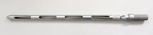 Description                 Grain Spear 1000 mm
Materials of Construction:          Aluminum
Method of Construction:           Tip riveted to outer tube
Surface Finish:               Anodised aluminium
Overall Length:               985mm
Max. Sampling Depth:           730mm
Number of Slots:              4
Slot Length:                 122mm
Max. Slot Width:               22mm
Body Diameter:               35mm
Max. Sample Volume:            340ml
Nominal Weight:               1.02 Kg.
Recommended Storage Conditions:    Dry and ambient temperature