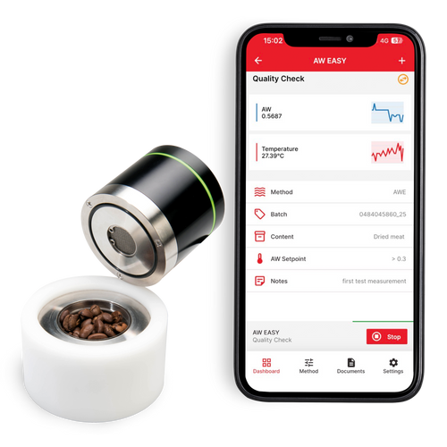 The innovative AwEasy is a mobile Bluetooth device and can be used with the Smartphone together with the free AwEasy App for iOS and Android. The measurements can also be started and stopped over the touch button of the AwEasy without the use of a Smartphone. The device has a small display, a light ring as an indicator (“go” or “no go”) and a wireless charger for an easy handling. All measurements are saved into the App and a PDF Report is created automatically. The AwEasy App will be constantly improved and new features will be added over App updates.