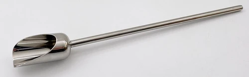 Description Long Handled PharmaScoop 50ml
Nominal Volume: 50ml
Material of Construction: 316L stainless steel
Method of Construction: Crevice free, all welds ground and polished
Surface Finish: Better than 0.5 microns Ra
Overall Length: 375mm
Handle Length: 300mm
Body Length: 70mm
Body Diameter: 38mm
Nominal Weight: 125g
BSE/TSE statement: All polishing compounds used in the manufacture of this product are of vegetable origin
Recommended Storage Conditions: Dry and ambient temperature