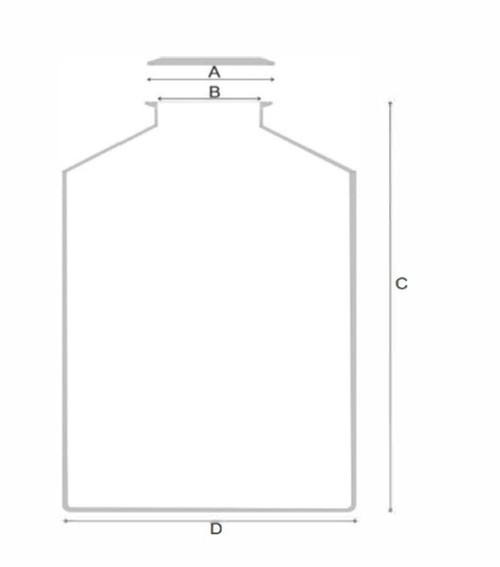 Dimensions                
 A = 119mm
B = 98mm 
C = 360mm 
D = 275mm
Weight:                   4.6Kg (body + lid + gasket + clamp)