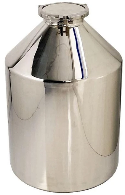 Description: Stainless Container with 6” Top 75L
Material of Construction: Body: 316L stainless steel Lid:        316L stainless
steel
Clamp: 316L stainless steel (may be 304 stainless steel) Gasket:     Silicone (conforms to FDA
21 CFR 177.2600)
Method of Construction: Fully welded, the weld is ground and polished
Surface Finish:  Better than 0.5 microns Ra
