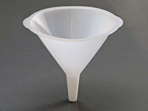 Description: Liquid Funnel 100mm
Material of Construction: Polypropylene (PP) - virgin
• Conforms to FDA CFR 177.1520
• Conforms to EU Regulations 10/2011
• Conforms to EC Regulations 1935/2004
• BSE/TSE free
Method of Construction: Single piece, injection moulded
Max. Diameter: 117mm
ID at Top of Funnel: 100mm
Overall Height: 103mm
OD at Bottom of Spout: 11mm
ID at Bottom of Spout: 8mm
OD at Top of Spout: 17mm
Nominal Weight: 16g
Recommended Storage Conditions: Dry and ambient temperature