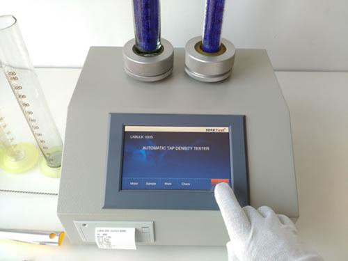 Physical Property to measure: tap density,
Hausner ratio, Compressibility Index
Sample Loading Volume: 5-250 mL
 Timing range: 0-99999 sec
 Counting range: 0-999999
Tap height: 3 or 14 mm
 Frequency: 250/300/custom
 Measurement: W33 x D 31 x H23 cm
(Cylinder excepted)
 Power: 220V/110V/50/60Hz
 Weight: 16 Kgs NE
