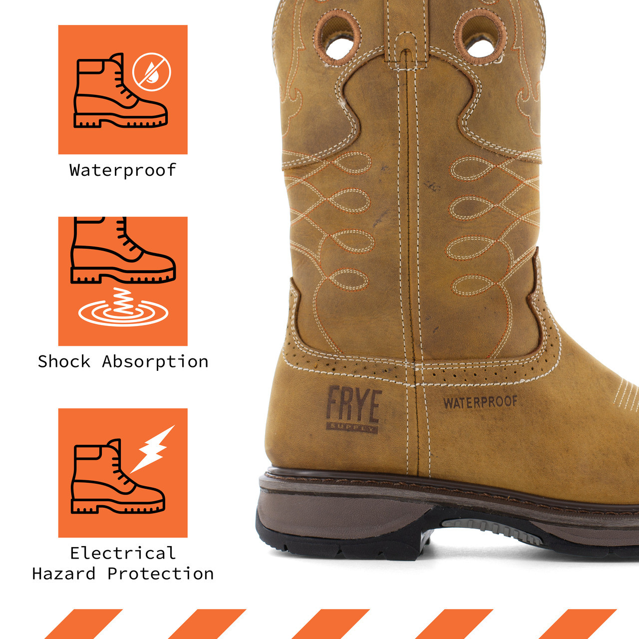 Frye Supply Safety Crafted Waterproof Boots Men\'s Size 10 W Wide Brown Steel Toe Frye Supply Boots: Men main image 2