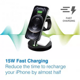 Laser 3 in 1 Wireless Charging Station for Apple - Black