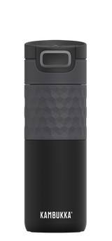 Kambukka Etna Grip 3-in-1 Snapclean® 500ml Insulated Water Bottle Mug Black Steel Gift Box with extra Twist Top Lid
