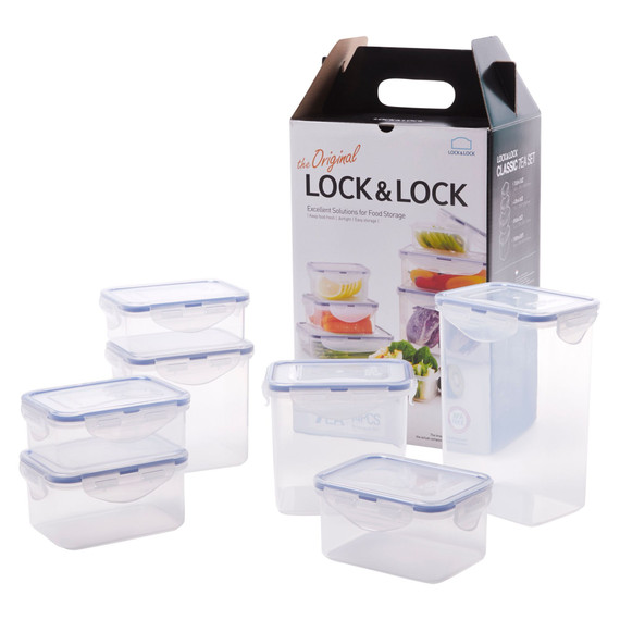 Lock & Lock Classic 7 Piece Rectangle Container Set HPL809SBS