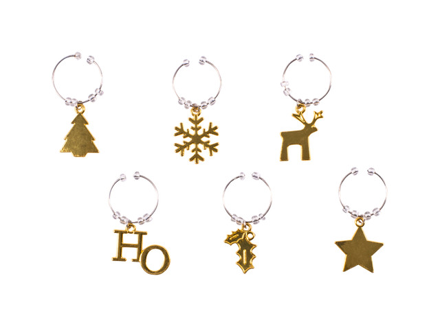 Avanti Wine Charms – Golden Christmas Boxed Set of 6