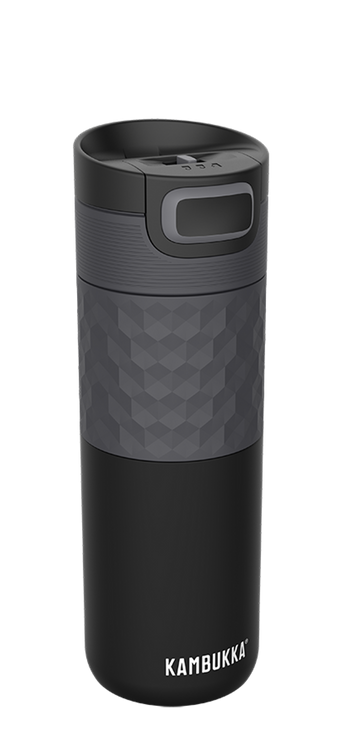 Kambukka Etna Grip 3-in-1 Snapclean® 500ml Insulated Water Bottle Mug Black Steel